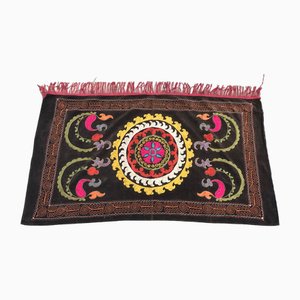 Arazzo Suzani vintage con nappa rosa, anni '80