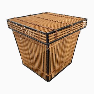 Mid-Century Aufbewahrungsbox aus Rattan & Metall von Rohe Noordwolde, 1950er