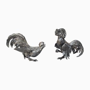 Statuette a forma di gallina e gallo, Giappone, anni '50, set di 2