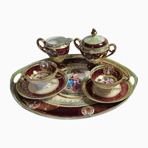 Tête a Tête Service in Saxony Porcelain, 19th Century, Set of 7