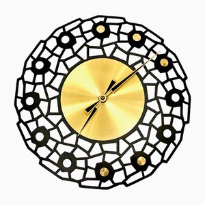 Mid-Century Wanduhr aus Messing & Stahl von Weimar, 1960er