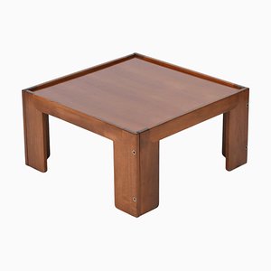 Square Walnut Coffee Table attributed to Afra and Tobia Scarpa for Cassina, Italy, 1965