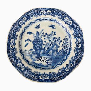 Antique Chinese Blue Plate Decorated with Butterflies