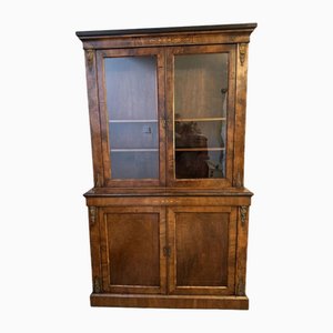 Bibliothèque Victorienne Antique en Loupe de Noyer, 1860