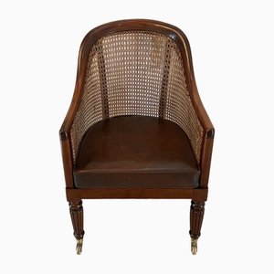 Antique Regency Quality Mahogany Bergere Library Armchair, 1830