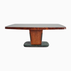 Vintage Art Deco Dining Table with Glass Top and Marble Base, 1950s