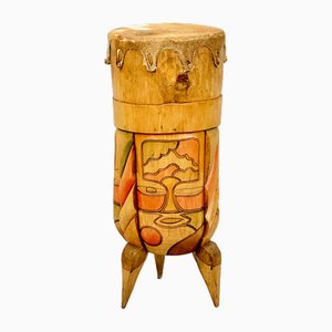 Tamburo Zulu Swazi in legno intagliato, anni '80