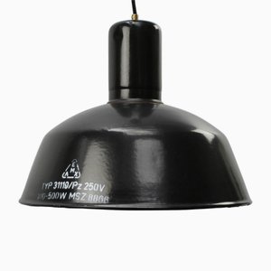 Lampe à Suspension Industrielle Vintage en Émail Noir