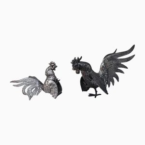 Japanese Figurines of Hen and a Rooster, 1950s, Set of 2
