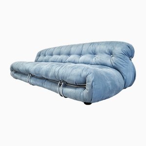 Sofa aus Hellblauem Alcantara von Tobia & Afra Scarpa, 1970er