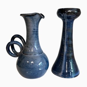 Portacandela in ceramica di Egebølle Keramik, Danimarca, anni '60, set di 2