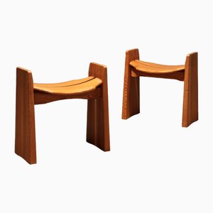 Skandinavische Holzhocker von Gilbert Marklund, 1965, 2er Set