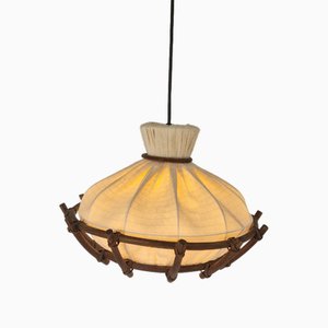 Lampada Mid-Century in tessuto e bambù, Scandinavia, anni '60