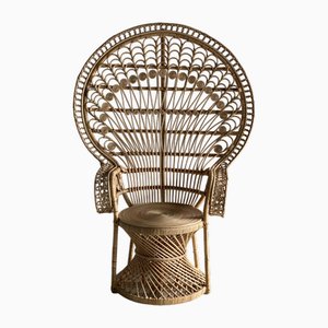 Emmanuelle Armlehnstuhl aus Rattan mit Pfauenmuster, 2010er
