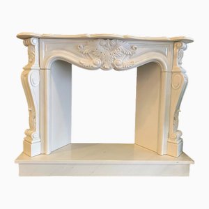 Louis IV Style Carrara Marble Fireplace by Gualtieri Dino