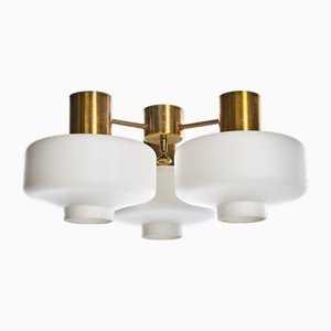 Ceiling Lamps in Brass and Opal Glass by Hans-Agne Jakobsson for Hans-Agne Jakobsson Ab Markaryd, Sweden, 1960s, Set of 2