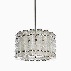 Corona cilíndrica de cristal y cromo de Orrefors para Tyringe, Suecia, años 60