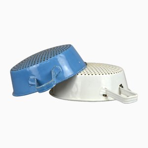 Scolapasta vintage smaltati, anni '50, set di 2