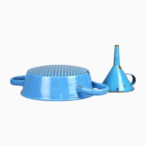 Utensilios de cocina rústicos esmaltados, años 50. Juego de 2