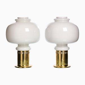 Lámparas de mesa de latón y vidrio de Hans-Agne Jakobsson Ab Markaryd, Suecia, años 60. Juego de 2