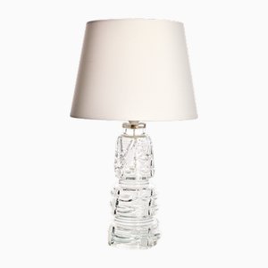 Swedish Sculptural Table Lamp in Clear Glass by Pukeberg, 1970s