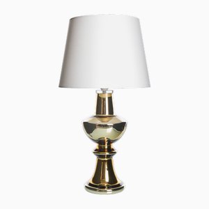 Table Lamp in Gold-Coloured Foiled Glass by Gustav Leek for Luxus, 1960s