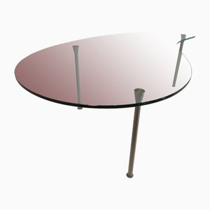 Table Basse Tripode Minimaliste en Acier et Verre, 1970s