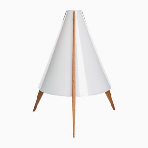 Lámpara de mesa de acrílico y teca de Hans Agne Jakobsson, años 50