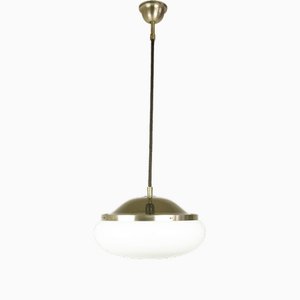 Lampada a sospensione nr. 2/5 in plastica bianca e marrone di Gianemilio Piero & Anna Monti per Kartell, anni '60