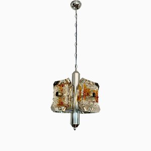 Lampada a sospensione vintage in vetro di Murano di Mazzega, anni '70