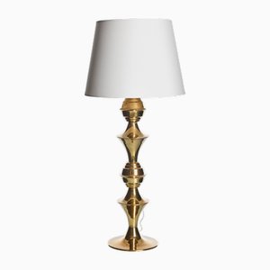 Large Brass Table Lamp by Börje Claes for Elit Ab, 1960s