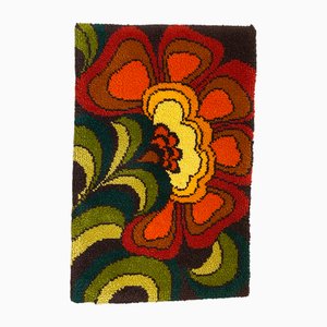 Vintage German Pop Art Rug with Floral Pattern, 1970