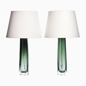 Grüne Tischlampen von Carl Fagerlund für Orrefors, Schweden, 1960, 2er Set