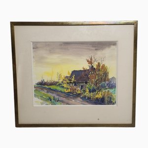Fernand Rolland, Una granja en Puisaye, 1959, Gouache