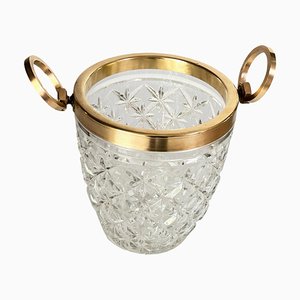 Champagne Bucket in Crystal and Brass, France, 20th Century