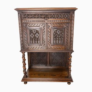 French Neogothic Style Chestnut & Wrought Iron Buffet, Late 19th Century