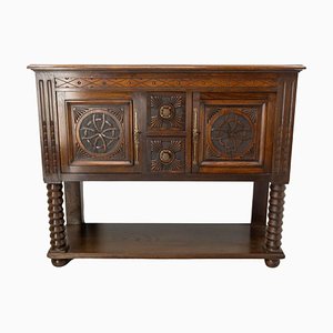 Buffet Vintage Style Néogothique en Chêne et Fer Forgé, France, 1960s