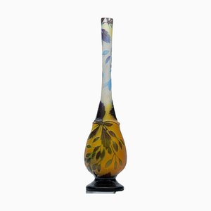 Jarrón superpuesto multicolor grabado al ácido de Gallé, 1904