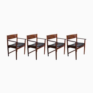 Rosewood Dining Chairs with Armrests by Arne Vodder for Sibast Furniture, 1960s, Set of 4