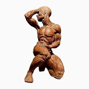 French Artist, Model or Écorché of a Flayed Man, 20th Century, Terracotta