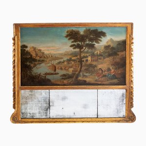 Georgian Giltwood Overmantel Trumeau Mirror, 1750
