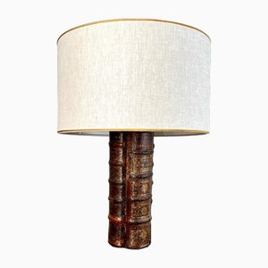 Lampada da tavolo antica in pelle