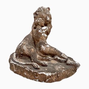 Octave Galliard-Sansonetti, Una and the Lion Sculpture, 1903, Plaster with Terracotta Finish