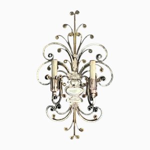 Gilt Iron and Crystal Wall Light from Banci Firenze, 1960s