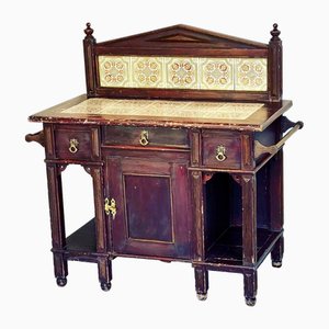 Victorian Painted and Tiled Aesthetic Movement Washstand, 1890s