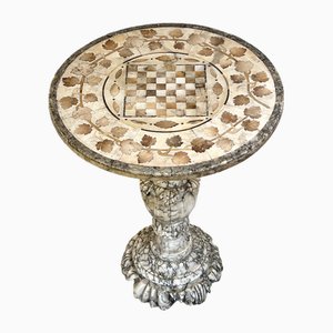 Antique Italian Alabaster Games or Wine Table, 1890s