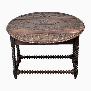 Gibraltarian Carved Drop Leaf Bobbin Table, 1890s