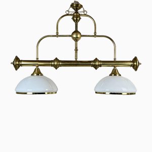 Vintage Brass and Opaline Glass Ceiling Light