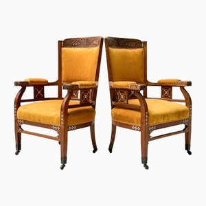 Fauteuils Arts & Crafts Art Nouveau en Chêne par HF Jansen & Zonen Amsterdam, 1890s, Set de 2