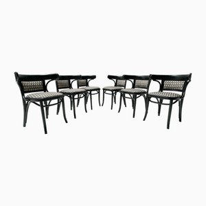Poltrone Secession laccate nere di Thonet, anni '20, set di 6